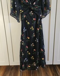 Shall We Floral Long Sleeve Dress in Black